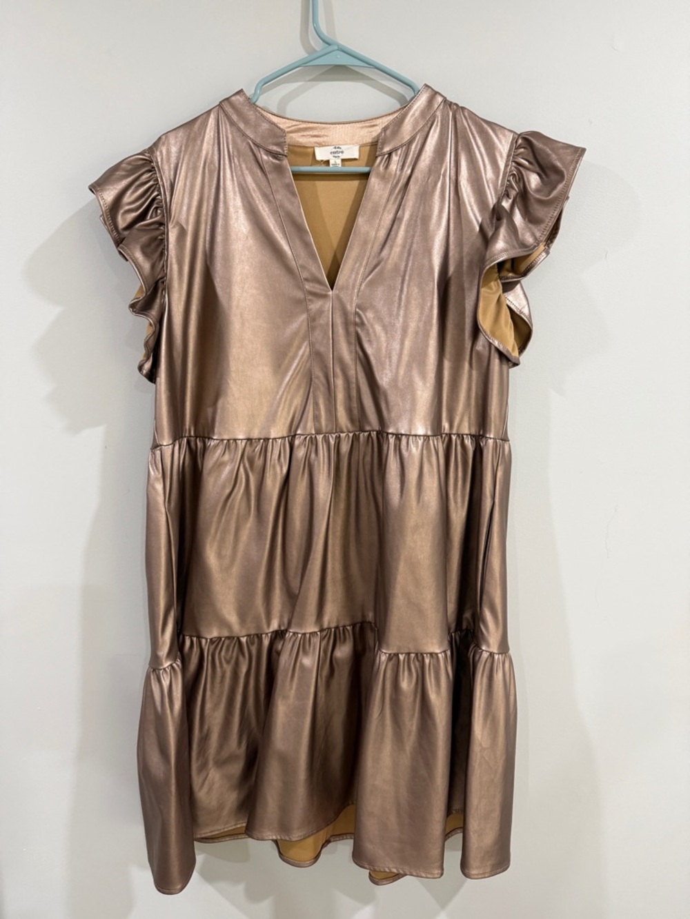 entro Metallic Rose Gold Open-Front Jacket